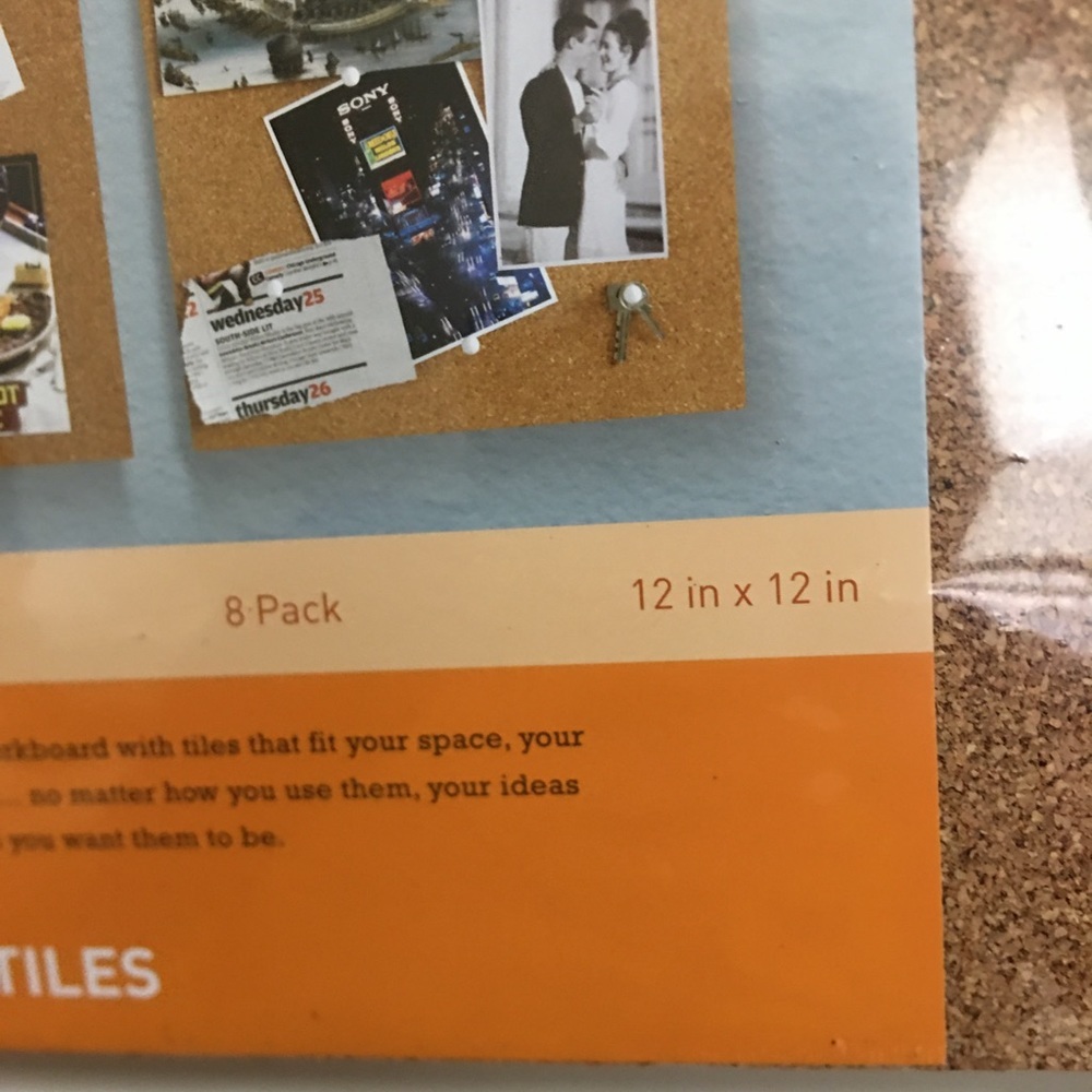 Eight pack self adhesive cork tiles